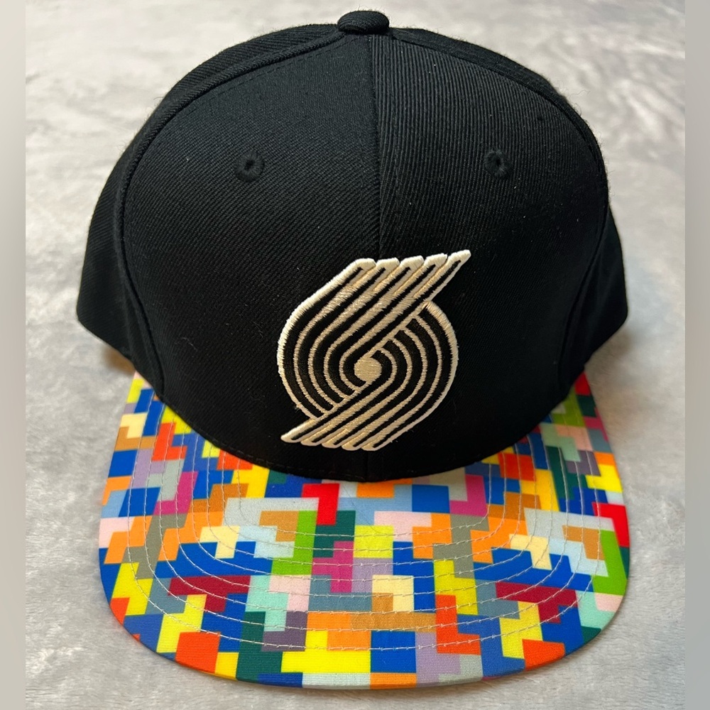 Portland Trailblazers minecraft Black Cap with Colorful Brim and Logo